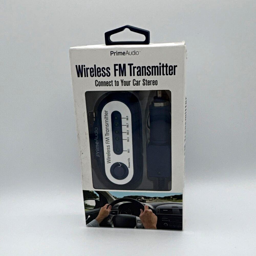 PrimeAudio FM Wireless Transmitter Plug & Play Blue/White Wired Output